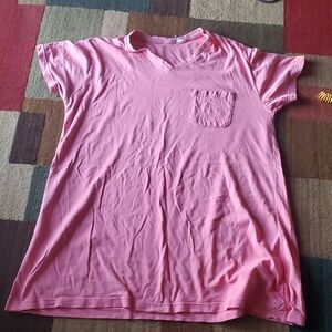 Pink V-Neck T-Shirt with Pocket